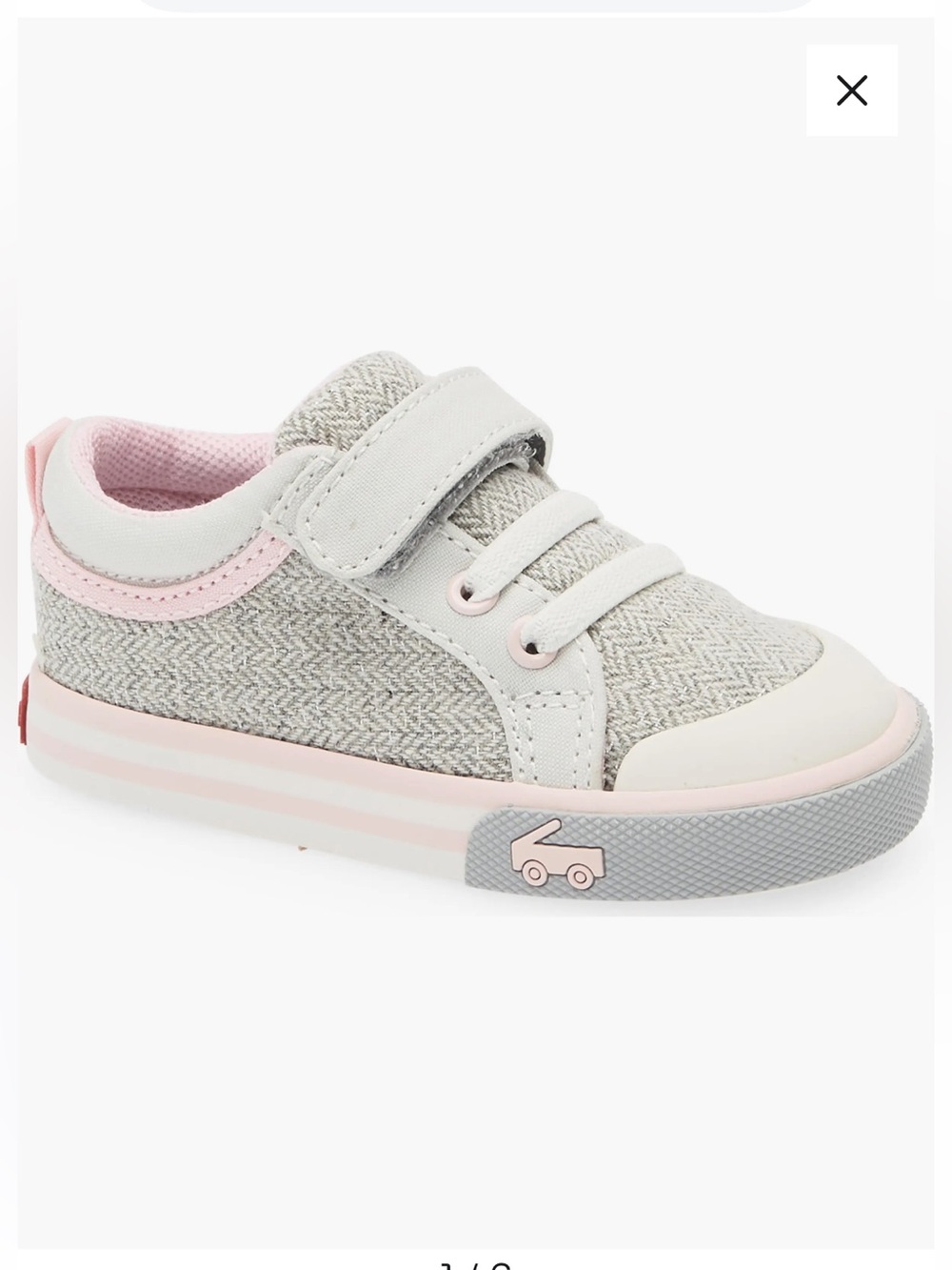 See Kai Run Girls Kristin Sneaker Gray Herringbone Velcro Size 11